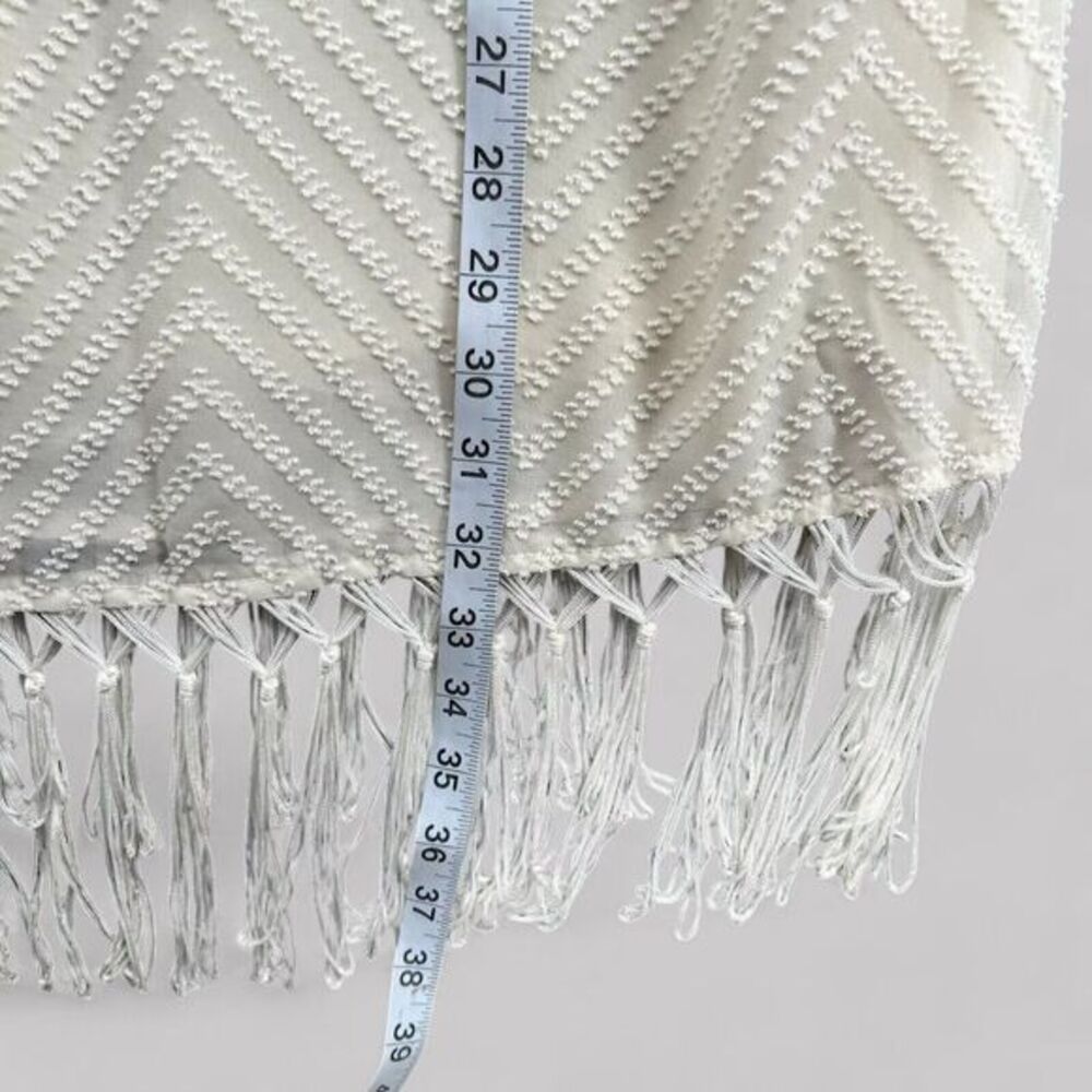 Skies Are Blue Dress Womens Size Small Cream Textured Boho Tassels Pom Pom Tunic - Picture 2 of 10